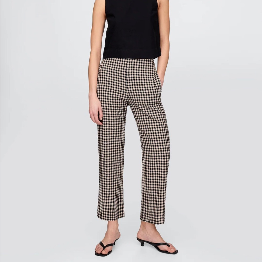 Linen Gingham Checkered Women's Pants